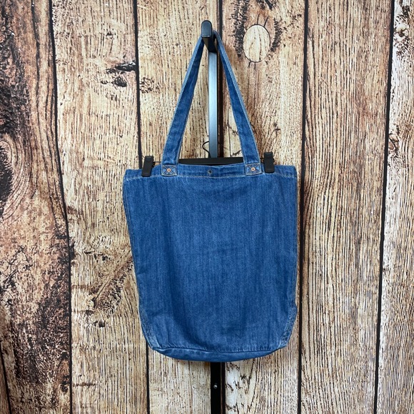HIDDEN Denim Jean Tote Bag Blue One Size Cotton Embroidered Logo Y2K - Picture 2 of 9